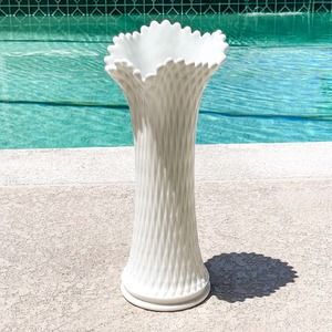 Westmoreland Swung Vase / Milk Glass Vase / Quilted Milk Glass / Ruffled Vase